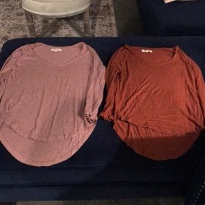 2 Madewell Cotton Quarter sleeve T’s -both XS
